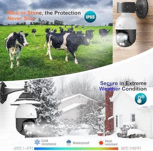 Alt view image 4 of 5 - SYMYNELEC 5GHz/2.4GHz Light Bulb Security Camera Outdoor Waterproof 2.5K + 128GB TF Card