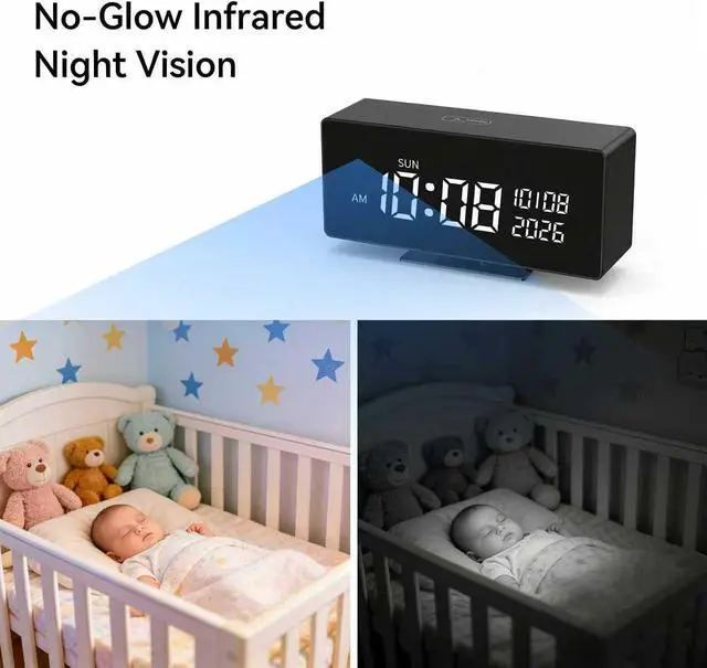 Alt view image 5 of 7 - Wireless Security Mini CameraIndoor Security Camera, Nanny Camera with 1080P HD Video,AI Motion Alerts,Digital Clock, Night Vision, 5G&2.4G, Bluetooth Setup,Local & Cloud Storage