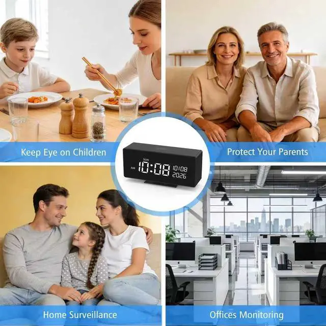 Alt view image 7 of 7 - Wireless Security Mini CameraIndoor Security Camera, Nanny Camera with 1080P HD Video,AI Motion Alerts,Digital Clock, Night Vision, 5G&2.4G, Bluetooth Setup,Local & Cloud Storage