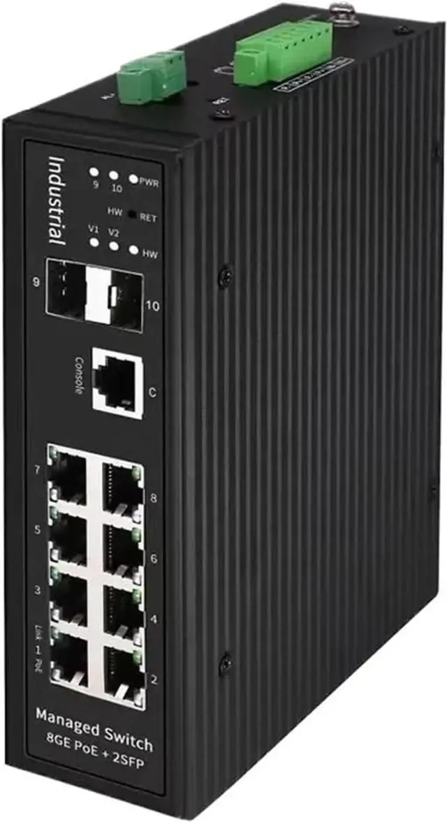 Main image of 37~57V DC L2 Gigabit Managed Industrial PoE Switch 8 Port with 2 Fiber SFP Uplink