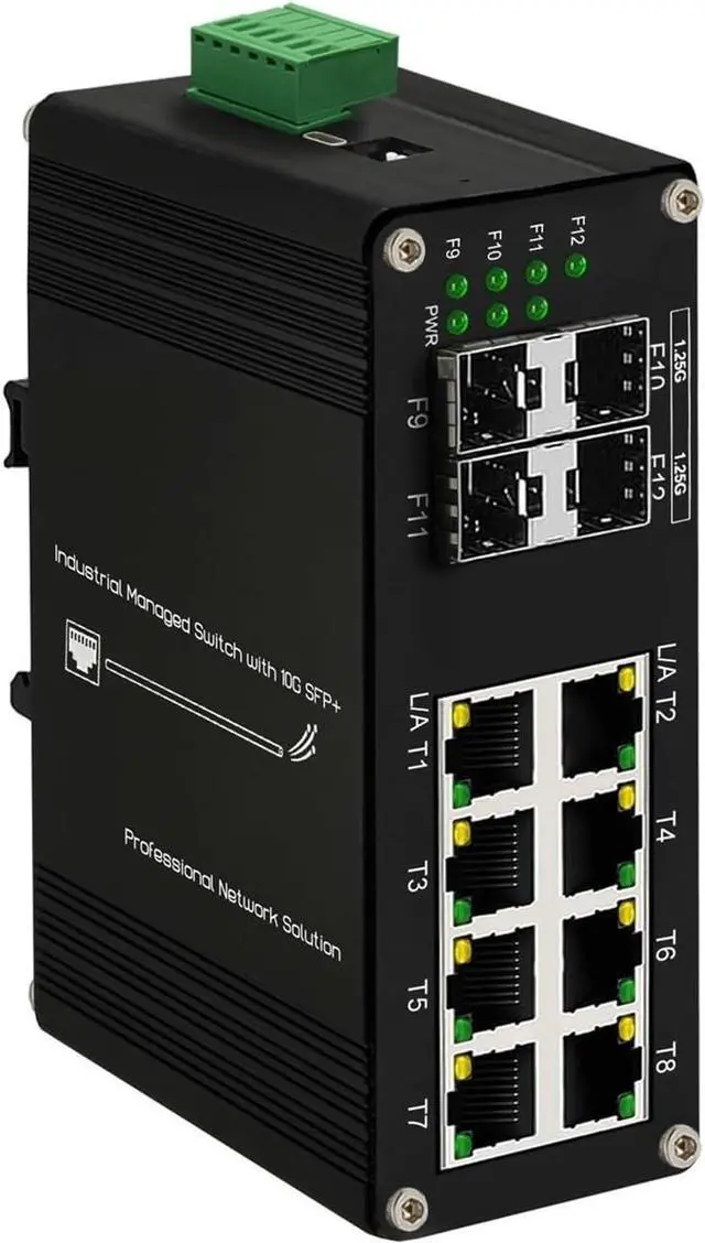 Main image of Industrial Din Rail Switch Gigabit Ethernet Industrial L2+ Managed (PoE) Ethernet Fiber Switch 8/16/24-Port 10/100/1000T + 4-Port 1000X SFP Din Rail Gigabit Switch(Non-PoE 8GE 4SFP)