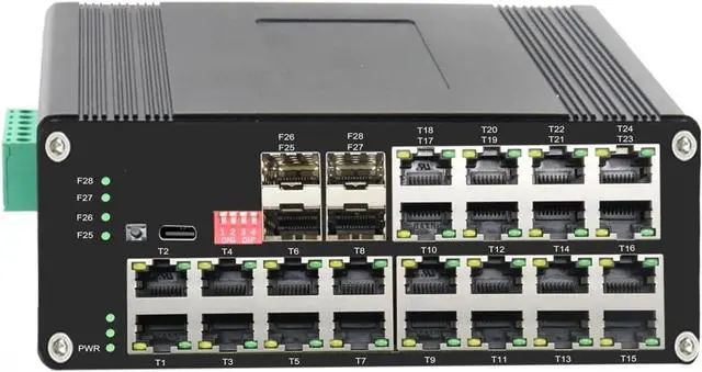 Alt view image 2 of 4 - Industrial Din Rail Switch Gigabit Ethernet Industrial L2+ Managed (PoE) Ethernet Fiber Switch 8/16/24-Port 10/100/1000T + 4-Port 1000X SFP Din Rail Gigabit Switch(Non-PoE 8GE 4SFP)
