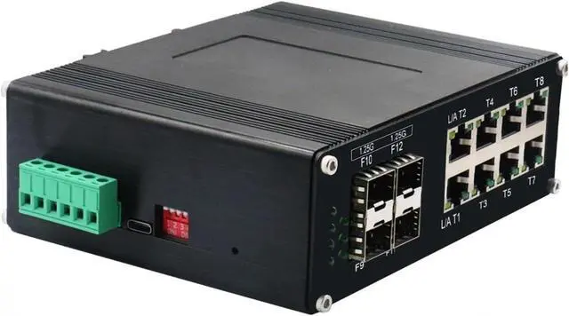 Alt view image 4 of 4 - Industrial Din Rail Switch Gigabit Ethernet Industrial L2+ Managed (PoE) Ethernet Fiber Switch 8/16/24-Port 10/100/1000T + 4-Port 1000X SFP Din Rail Gigabit Switch(Non-PoE 8GE 4SFP)