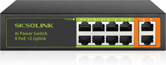 Alt view image 2 of 7 - 10 Ports PoE Switch Combo Package with one 10 Port gigabit Web Managed Switch and one 10 Port 100Mbps Switch, Both of Them Have 2 uplink Port Ports, fanless, Plug and Play.
