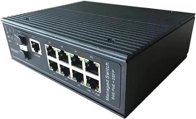 Alt view image 3 of 5 - 37~57V DC L2 Gigabit Managed Industrial PoE Switch 8 Port with 2 Fiber SFP Uplink