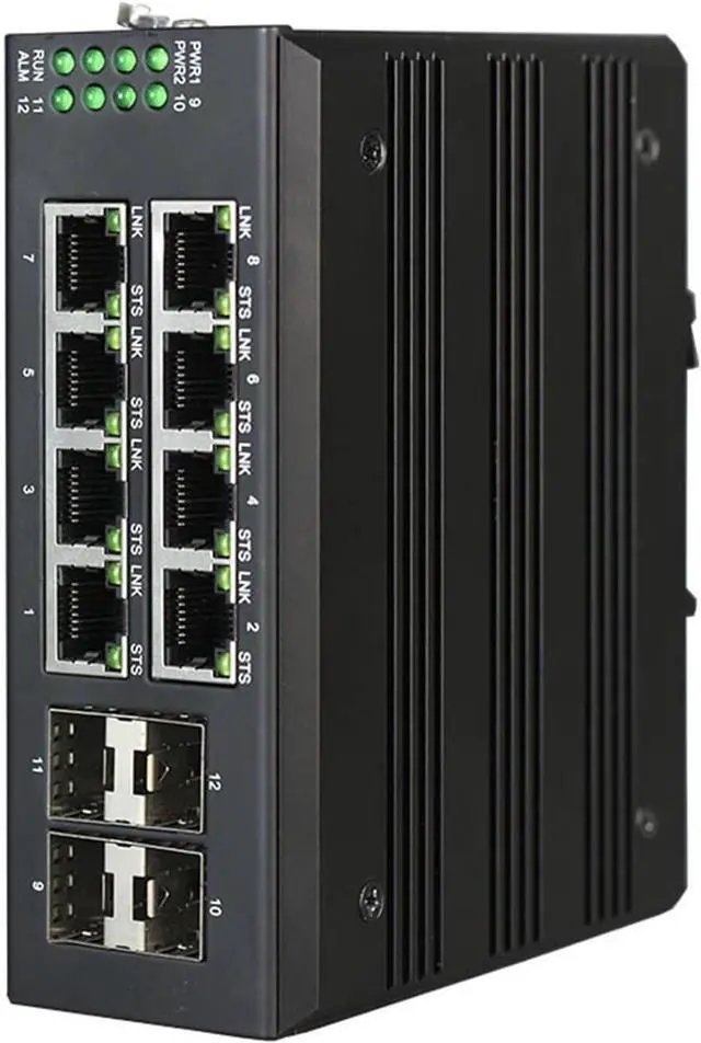 Main image of Industrial Din Rail Switch Gigabit Ethernet L2 Industriel Managed Din Rail 8 Port Gigabit Ethernet Industrial Switch with 4 SFP