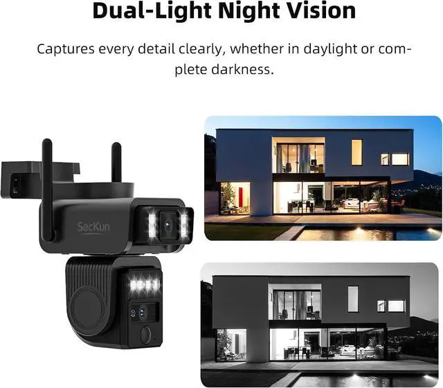 Alt view image 7 of 7 - Solar Security Camera, Dual Lens 360° PTZ, 2.4GHz WiFi