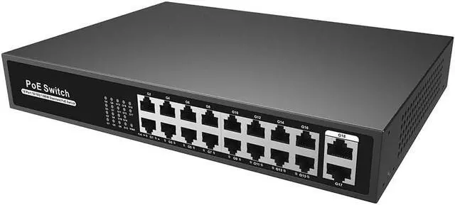 Alt view image 2 of 3 - 250W 16CH Unmanaged Gigabit PoE Switch has 16*10/100/1000M Base-T RJ45 Ports, Plug-and-Play, Up to 30W Max Power Per Port,POE16CH-250W