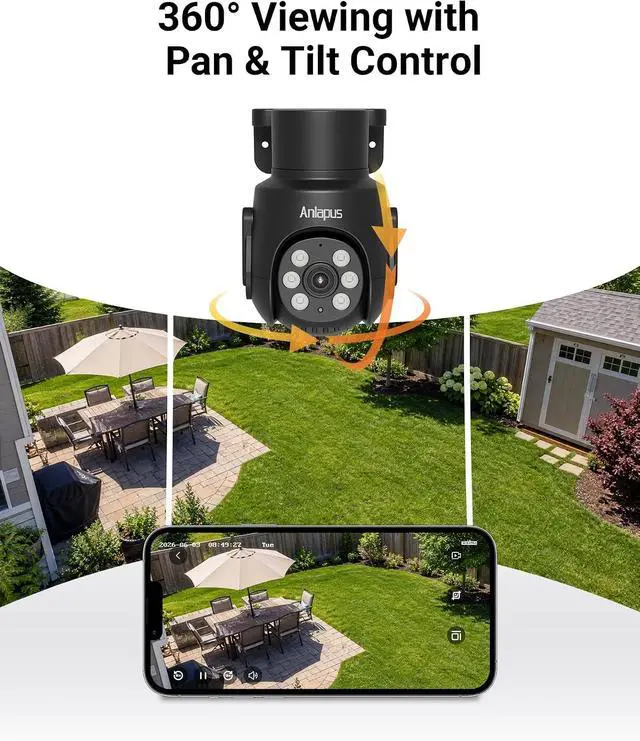 Alt view image 5 of 7 - Anlapus 4K 8CH Wired Security Camera System Outdoor, 8 x 8MP IP66 Pan Tilt CCTV Cameras for Home Security, Night Vision, AI Human Vehicle Detection, 360° Coverage, Audio Recording, 8CH 1TB HDD