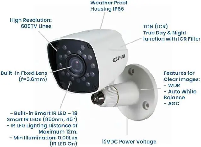 Alt view image 2 of 2 - CNB XBK-60S Analog Outdoor Bullet Camera