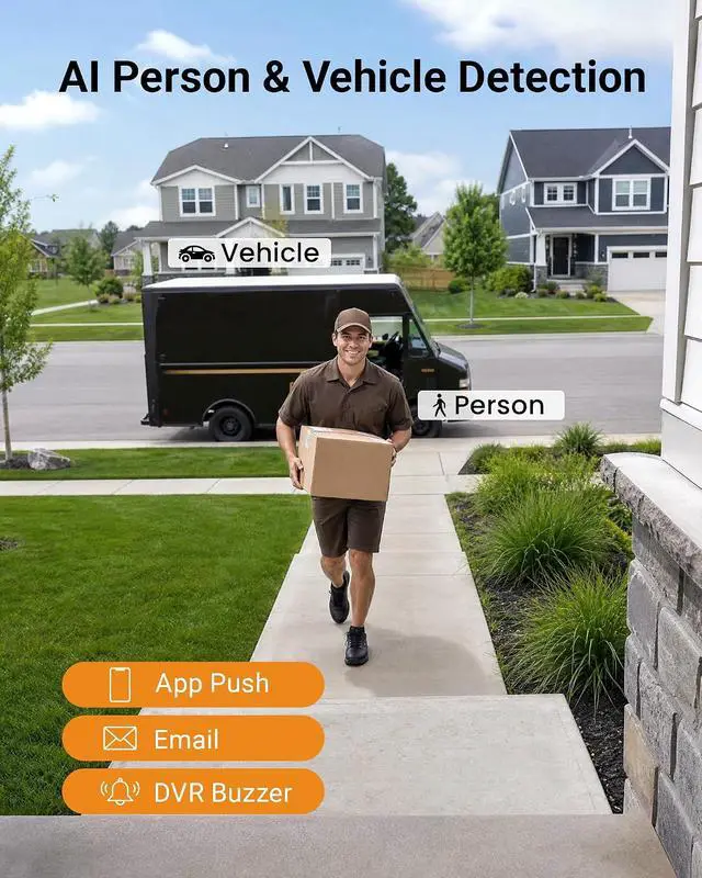 Alt view image 4 of 7 - Anlapus 4K 8CH Wired Security Camera System Outdoor, 8 x 8MP IP66 Pan Tilt CCTV Cameras for Home Security, Night Vision, AI Human Vehicle Detection, 360° Coverage, Audio Recording, 8CH 1TB HDD