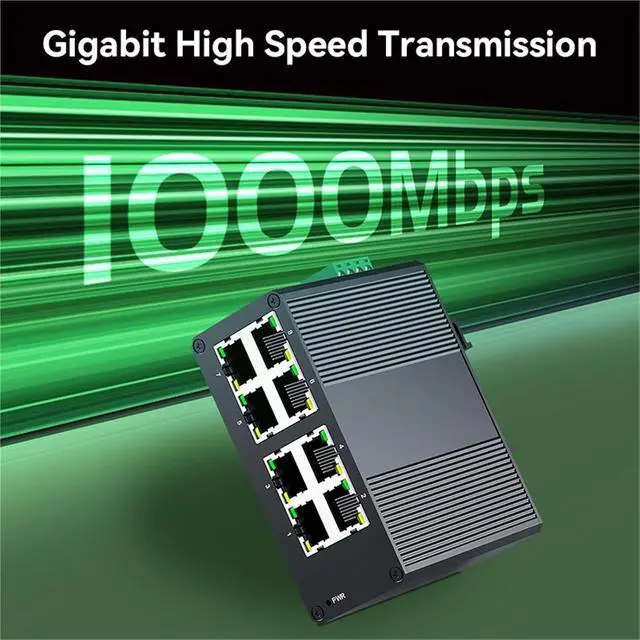 Alt view image 3 of 7 - 8 Port Gigabit Industrial Switch 1000Mbps Mini Industry Ethernet Switch DIN Rail Mounted and Play IP40 Protection