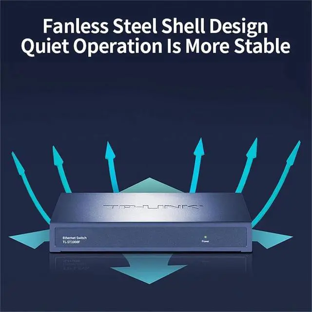 Alt view image 4 of 6 - 8 Port 10 Gigabit Ethernet Switch 10000Mbps SFP+ Optical Ports 10G/2.5G/1G Networking Switcher and Play TL-ST1008F(EU Adapter)