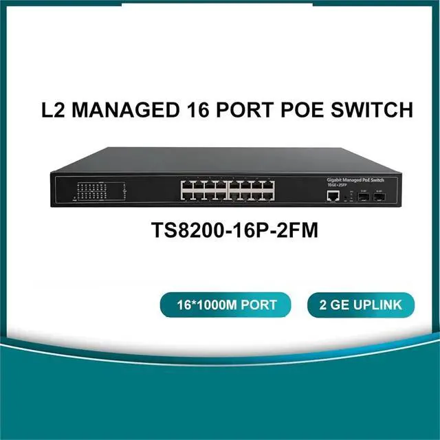 Alt view image 2 of 3 - 16 Ports gigabit Managed POE Switch with 2 Gigabit SFP Slots poe Managed Switch IGMP VLAN(200w
