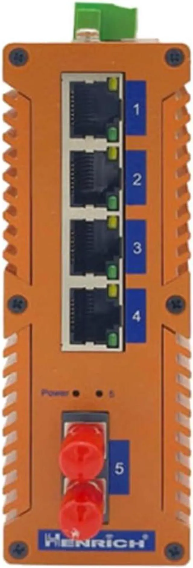 Main image of Henrich 4x1000Mbps Copper Port 1 ST Multi-Mode Fiber Port Din-Rail Switch