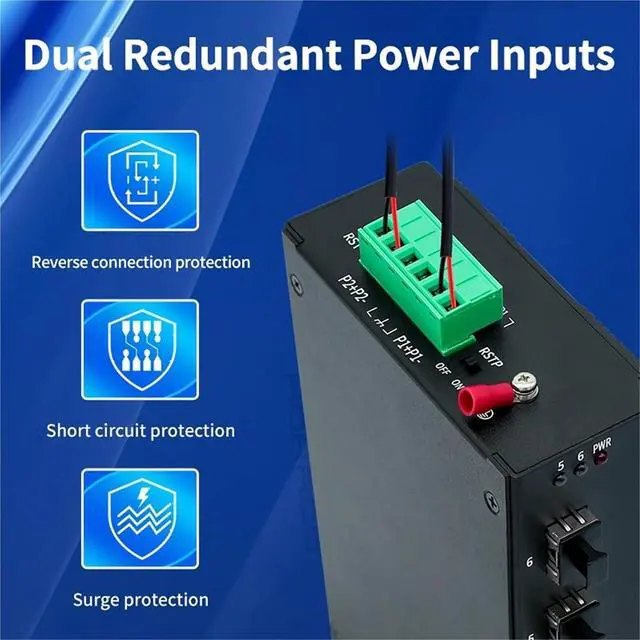 Alt view image 4 of 7 - 6 Port Gigabit Managed Industrial Switch 1000Mbps Web Managed Network Ethernet Switch DIN Rail Mounted IP40 Protection