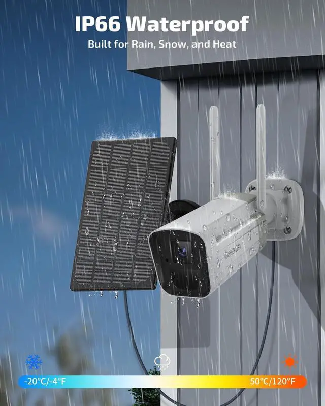 Alt view image 7 of 7 - Wireless Outdoor Security Camera System, Solar Powered WiFi Cameras Systems