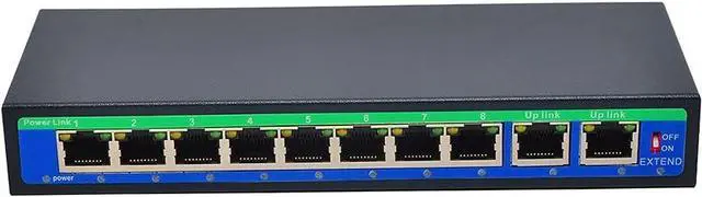 Main image of 9 Port 8 PoE Injector 10/100mbps IEEE 802.3af/at Power Over Ethernet PoE Switch Without Power Adapter (Color : As Shown Size : One Size) (As Shown One Size)