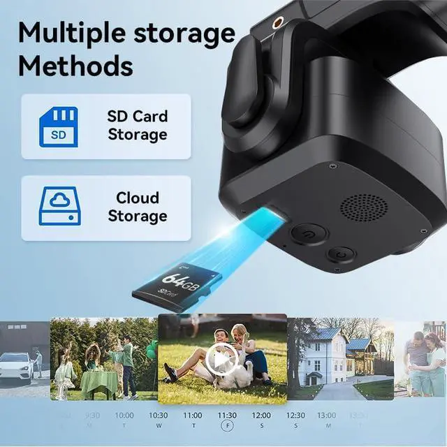 Alt view image 7 of 7 - Neye 4G Cellular Security Camera 4K, Wireless Solar Outdoor Camera Dual Lens Bullet-PTZ Cam 360° View, AI Tracking, Built in SIM Card with 64g sd Card,Two Solar Panels,12000mah Battery