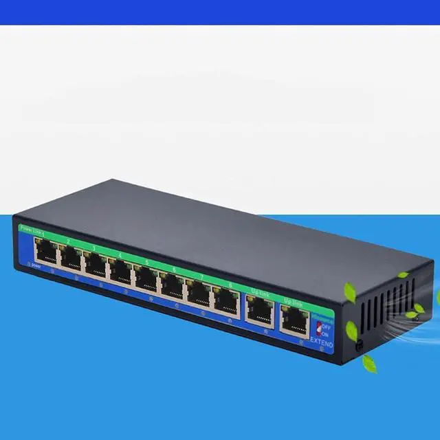 Alt view image 2 of 5 - 9 Port 8 PoE Injector 10/100mbps IEEE 802.3af/at Power Over Ethernet PoE Switch Without Power Adapter (Color : As Shown Size : One Size) (As Shown One Size)