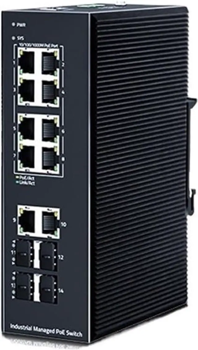 Main image of Industrial Din Rail Switch Gigabit Ethernet 14 Port Industrial Managed POE Switch,1000Base-T DIN Rail Network Ethernet Switcher with 2.5G SFP Port L2