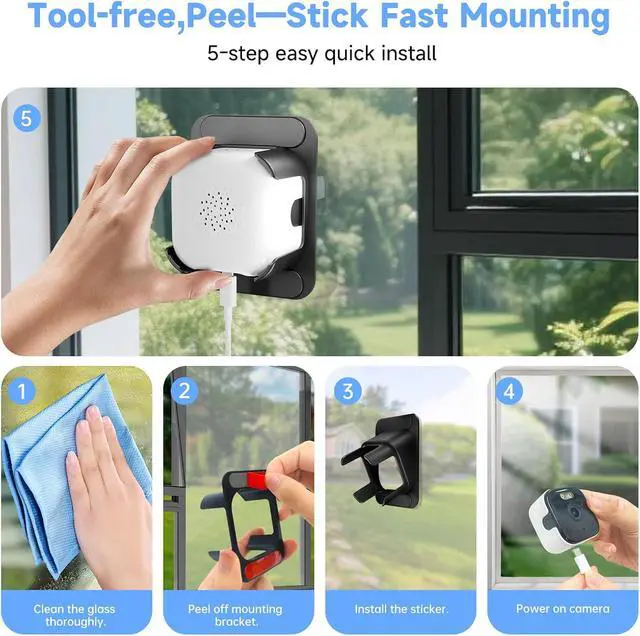 Alt view image 3 of 5 - AXB Window Security Camera for Home: 2.4G & 5G WiFi,Color Night Vision,Smart Motion Detection,with 2 Multiple Angles Window Mounts