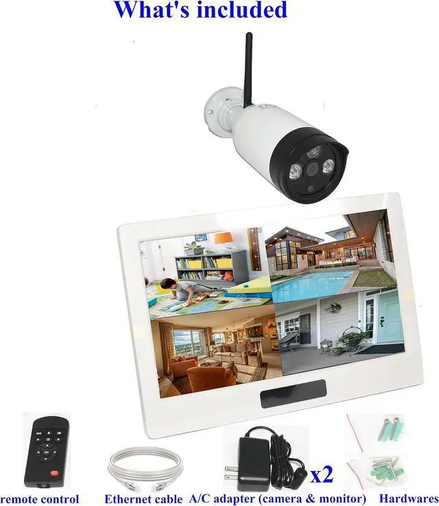 Alt view image 6 of 6 - 4UCam 1080P HD Digital Wireless Home Security Camera System 4CH 10 Inch HD Touch Split Screen LCD Monitor Indoor Outdoor 2.0 Megapixel Camera (1 Camera Set)