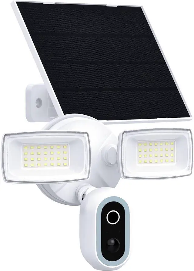 Main image of Solar Floodlight Camera Outdoor, 2K Security Camera with 1600LM Dual Lights, 24/7 Recording, PIR and Motion Alerts, Color Night Vision, 2-Way Audio, Siren, 2.4GHz WiFi, Compatible with Alexa