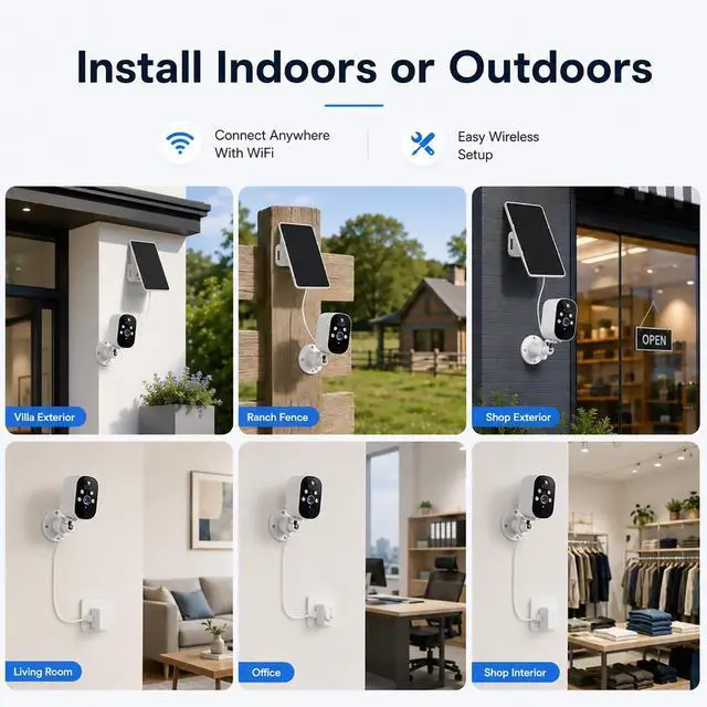Alt view image 3 of 7 - XVIM 2Pcs 2K Solar Security Wireless Camera Outdoor, 2.4Ghz WiFi Battery Camera, Solar Camera with PIR Alarm, 2-Way Audio, Color Night Vision, IP65 Waterproof, Cloud & SD Storage