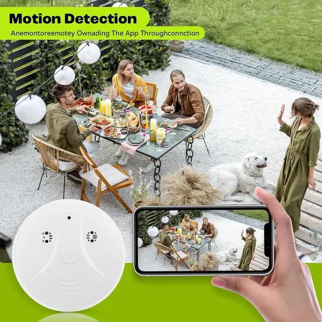 Alt view image 5 of 7 - 1080P WiFi Hidden Smoke Detector Camera, Portable Home Security Nanny Cam with Night Vision, App Control & Loop Recording for Indoor Spaces