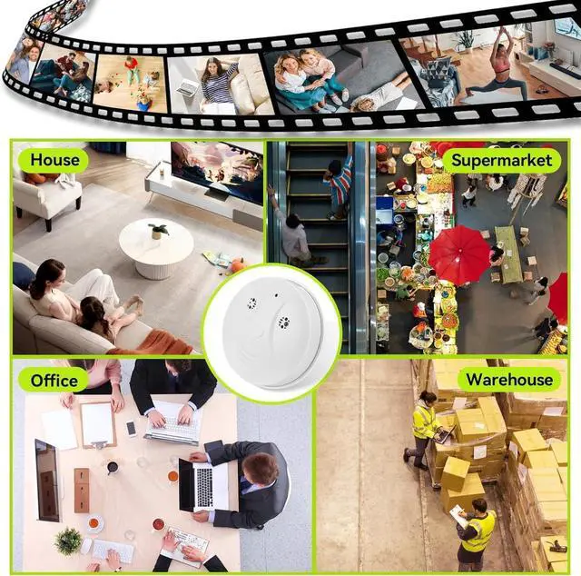 Alt view image 6 of 7 - 1080P WiFi Hidden Smoke Detector Camera, Portable Home Security Nanny Cam with Night Vision, App Control & Loop Recording for Indoor Spaces