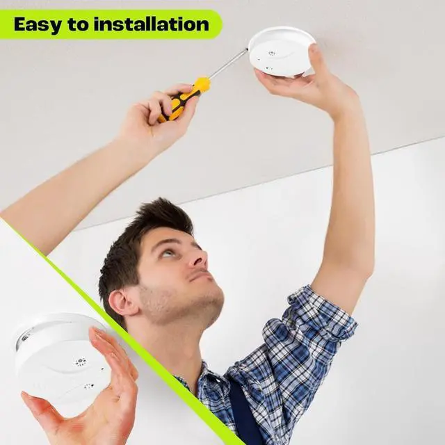 Alt view image 7 of 7 - 1080P WiFi Hidden Smoke Detector Camera, Portable Home Security Nanny Cam with Night Vision, App Control & Loop Recording for Indoor Spaces