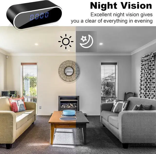 Alt view image 4 of 6 - Smart Clock Camera, WiFi HD 1080P Wireless Mini Camera with Night Vision, Motion Detection, and Remote Viewing, Nanny Cam for Baby/Elder/Pet Care