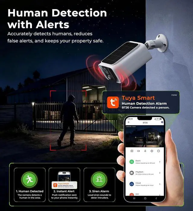Alt view image 5 of 7 - VSKY 4G LTE Cellular Security Camera with Lifetime Free Unlimited Data