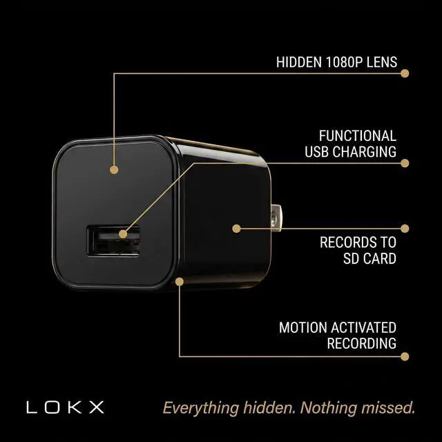 Alt view image 3 of 7 - Hidden Camera Charger, No WiFi Needed, 1080P HD Indoor Security Camera & Nanny Cam, 64GB SD Card Included, Motion Detection, AI Security App, USB Wall Charger for Home & Office