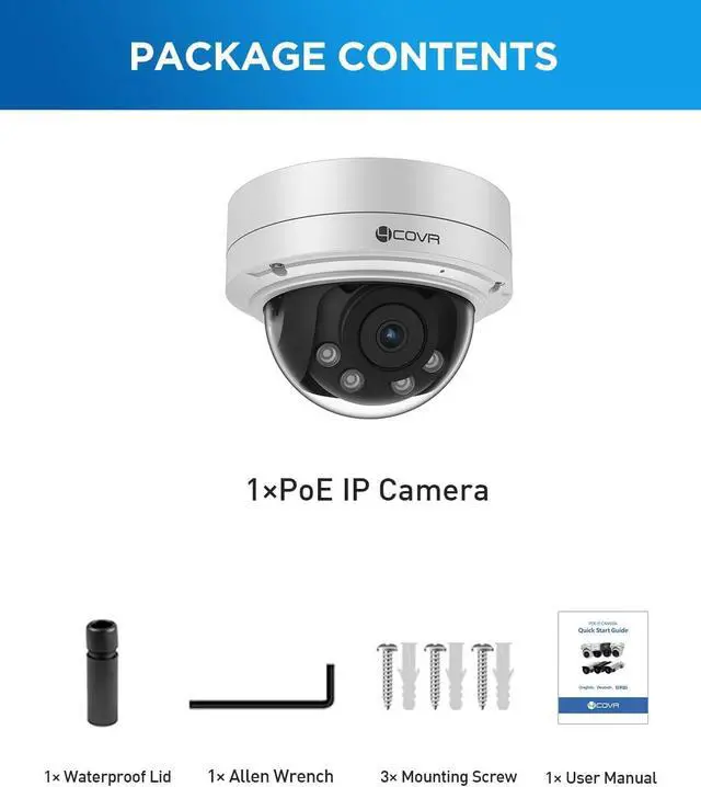 Alt view image 7 of 7 - 4COVR 5MP PoE Security AutoFocus Dome IP Wired Camera with Mic, LY57BA5MA