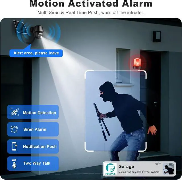 Alt view image 2 of 3 - Solar Security Camera, 4G LTE No WiFi Needed, Outdoor PTZ, Ultra HD, Motion Detection, Two Way Talk, with SIM Card