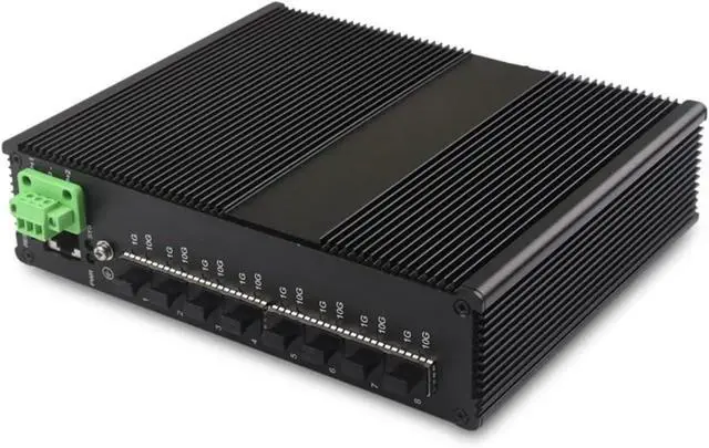 Alt view image 2 of 5 - Industrial Din Rail Switch Gigabit Ethernet Switches with SFP+ interfaces 8 Ports 10G SFP+ Management Industrial Ethernet Switch POE
