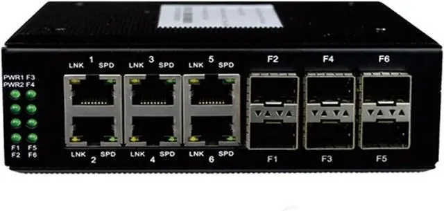 Main image of Industrial Din Rail Switch Gigabit Ethernet Din Rail 6 Port Gigabit Ethernet Industrial Ring Network Switch with 6 SFP Fiber