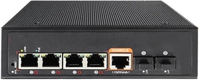 Alt view image 3 of 3 - Industrial Din Rail Switch Gigabit Ethernet L2+Management 6-Port Gigabit BT Industrial Ethernet POE Switch 2 * Gigabit SFP Port+4 * 1000M RJ45 BT Port Switch