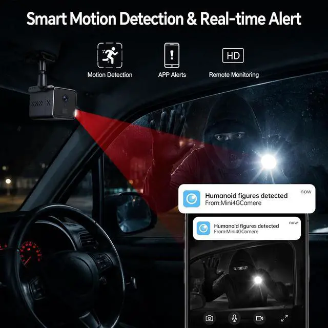Alt view image 4 of 7 - 2K Mini 4G LTE Wireless Security Hidden Camera No WiFi Needed