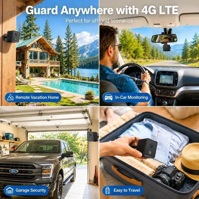Alt view image 7 of 7 - 2K Mini 4G LTE Wireless Security Hidden Camera No WiFi Needed
