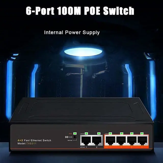 Alt view image 4 of 5 - 4-Port +2 UP- 100Mbps Poe Switch Fast Ethernet Network 250M Transmission 52V 1.25A VLAN Power Connect (Color : As Shown, Size : One Size) (As Shown One Size)
