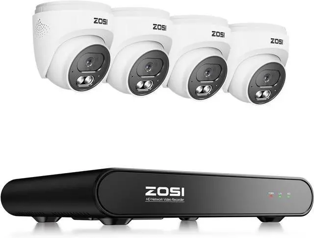 Main image of ZOSI C220 8CH 4MP QHD 2.5K PoE Home Security Camera System, 8CH 5MP 3K NVR with Smart AI Human Detection, 4 x 4MP(1440p) Dome IP Cameras Outdoor Indoor, Two-Way Audio (Hard Drive not Included)