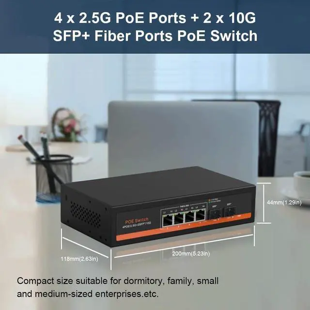 Alt view image 5 of 6 - Commercial 2.5G Ethernet Switch 2.5Gbps 100M/1G/2.5G, 10G SFP+ Fiber Ports 2.5G High-Speed Transmission Network Switch Non-Blocking (LNK-2.5G-204P)