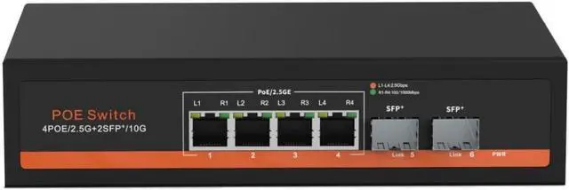 Main image of Commercial 2.5G Ethernet Switch 2.5Gbps 100M/1G/2.5G, 10G SFP+ Fiber Ports 2.5G High-Speed Transmission Network Switch Non-Blocking (LNK-2.5G-204P)