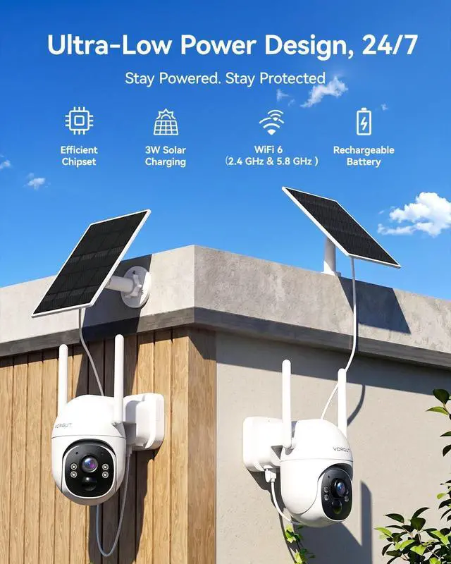 Alt view image 4 of 7 - Solar Security Cameras Wireless Outdoor System with 10'' Touch Monitor 10CH NVR, 4MP WiFi6 Cameras for Home Security, 355° Pan 90° Tilt, Night Color, 2-Way Audio, 500G HDD, 0 Monthly Fee, 4 Cam-Kit