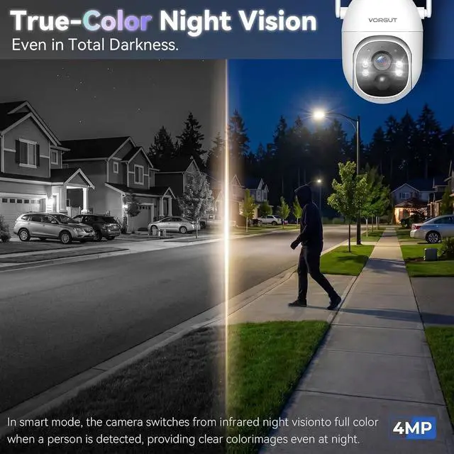 Alt view image 6 of 7 - Solar Security Cameras Wireless Outdoor System with 10'' Touch Monitor 10CH NVR, 4MP WiFi6 Cameras for Home Security, 355° Pan 90° Tilt, Night Color, 2-Way Audio, 500G HDD, 0 Monthly Fee, 4 Cam-Kit