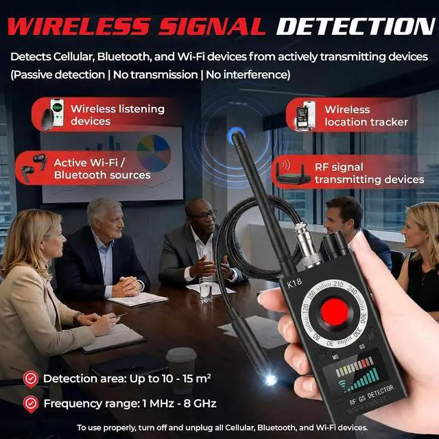 Alt view image 4 of 7 - SPY SPOT Hidden Camera Detector, RF Bug Detector, Spy Devices Finder, Black