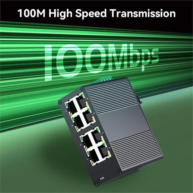 Alt view image 3 of 7 - 8 Port 100Mbps Industrial Switch 10/100M Mini Industry Ethernet Network Switch DIN Rail and Play IP40 Protection
